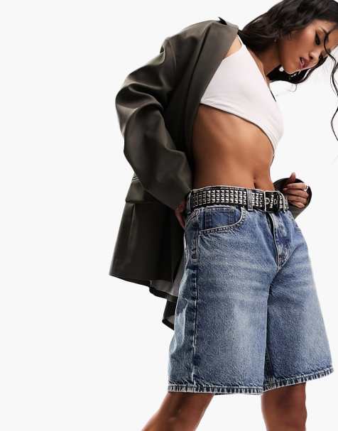 ASOS DESIGN – Jeans-Bermudashorts in mittelblauer Waschung - view 1