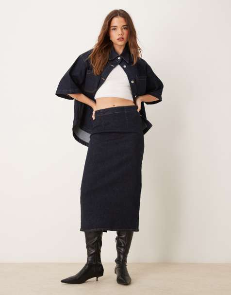 ASOS DESIGN – Jeans-Bleistiftrock in Indigoblau - view 1
