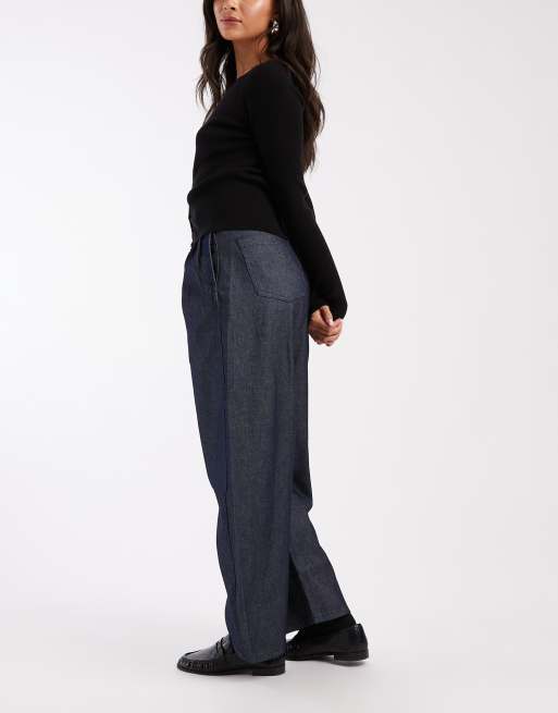 ASOS DESIGN - Jeans bombati a vita alta risciacquati con cuciture a vista, 3 di 5