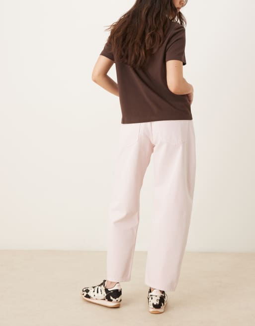 ASOS DESIGN - Jeans bombati a vita alta rosa, 3 di 5