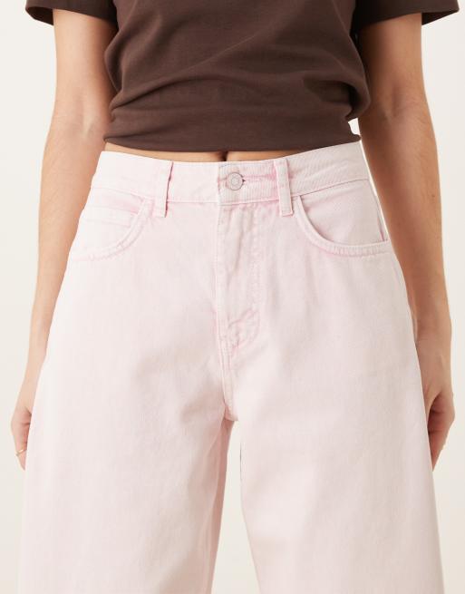ASOS DESIGN - Jeans bombati a vita alta rosa, 4 di 5