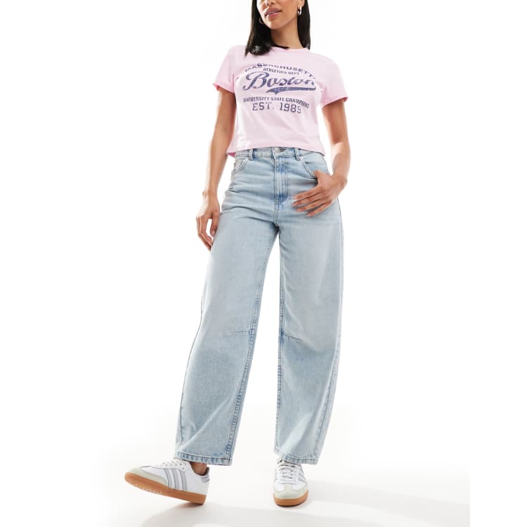 ASOS DESIGN Jeans bombati alla caviglia stretti in vita lavaggio
