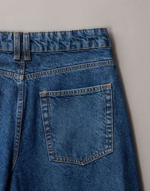 ASOS DESIGN - Jeans bombati blu medio a vita alta, 7 di 7