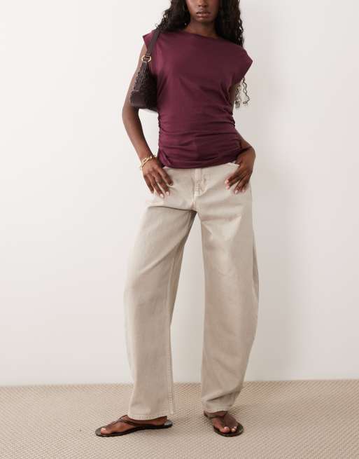 ASOS DESIGN - Jeans bombati color tortora