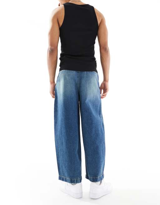 ASOS DESIGN - Jeans bombati lavaggio blu medio, 2 di 5