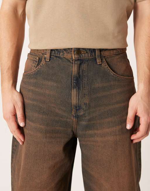 ASOS DESIGN - Jeans bombati lavaggio marrone, 5 di 5