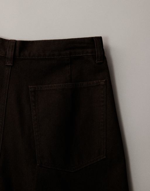 ASOS DESIGN - Jeans bombati marroni con pieghe, 6 di 7