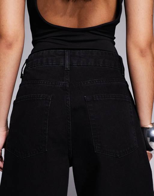 ASOS DESIGN - Jeans bombati neri con borchie argentate, 5 di 5