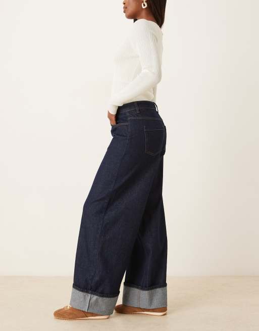 ASOS DESIGN - Jeans boyfriend larghi oversize lavaggio rinse wash con risvolto sugli orli, 3 di 5