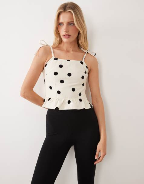 ASOS DESIGN – Jeans-Camisole mit gebundenen Trägern - view 1