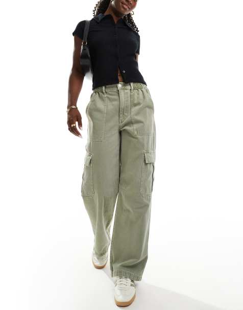 ASOS DESIGN - Jeans cargo kaki slavato - view 1