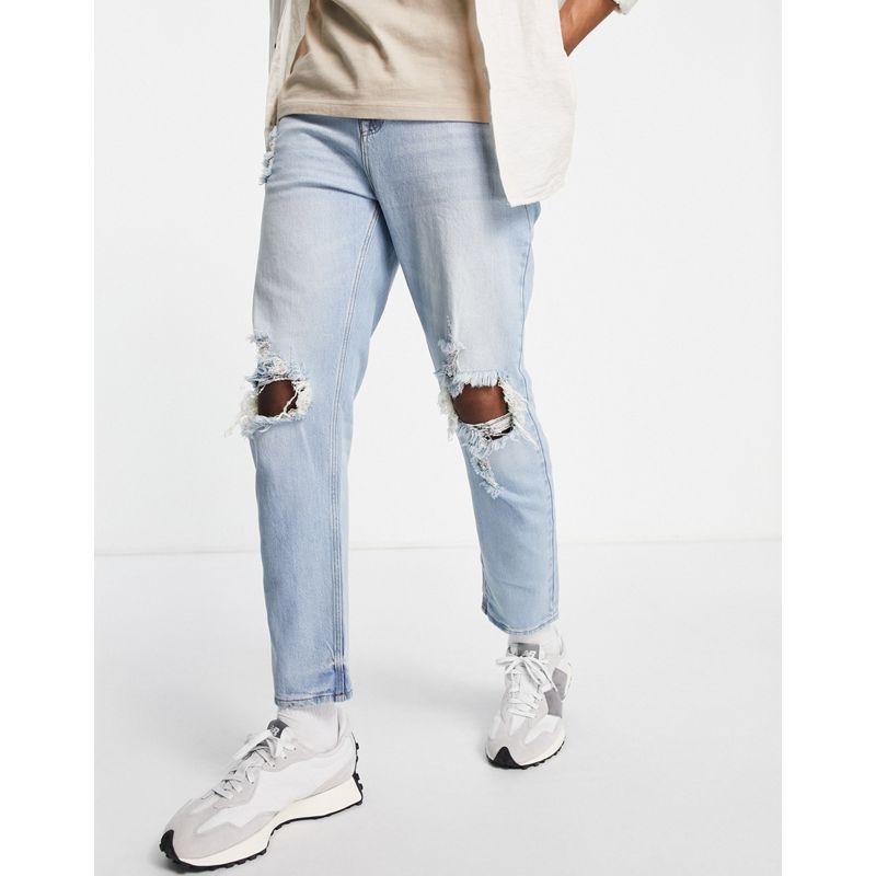 Jeans affusolati Jeans DESIGN - Jeans carrot affusolati lavaggio blu chiaro con strappi sulle ginocchia
