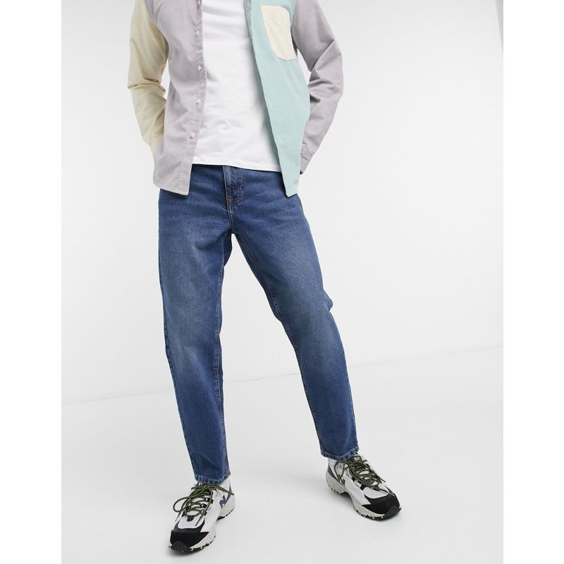 Uomo 7fUdH DESIGN - Jeans classici rigidi blu scuro slavato vintage