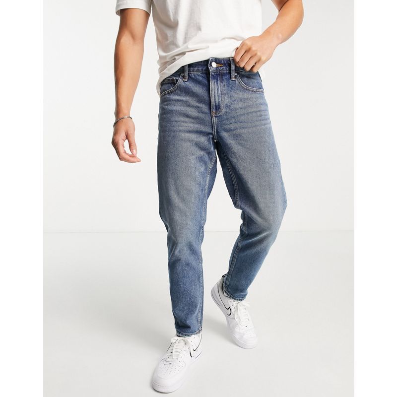Uomo Jeans dritti DESIGN - Jeans classici rigidi blu slavato effetto sporco vintage