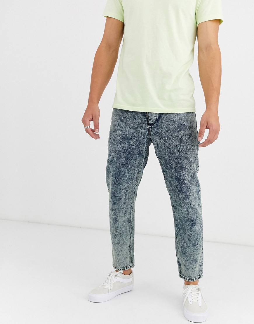 ASOS DESIGN - Jeans classici rigidi lavaggio acido verde sovratinto-Blu