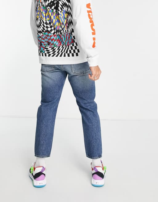 ASOS DESIGN - Jeans classici rigidi lavaggio medio con strappi vistosi, 2 di 4