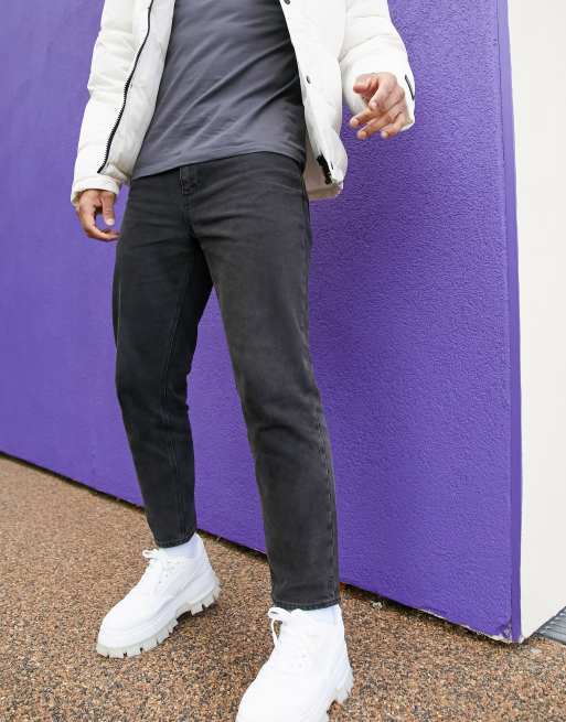 ASOS DESIGN - Jeans classici rigidi nero slavato