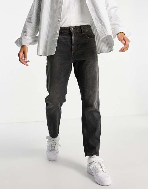 ASOS DESIGN - Jeans classici rigidi nero slavato 