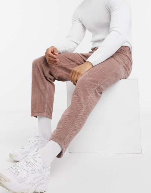 ASOS DESIGN - Jeans comodi affusolati in velluto a coste lilla