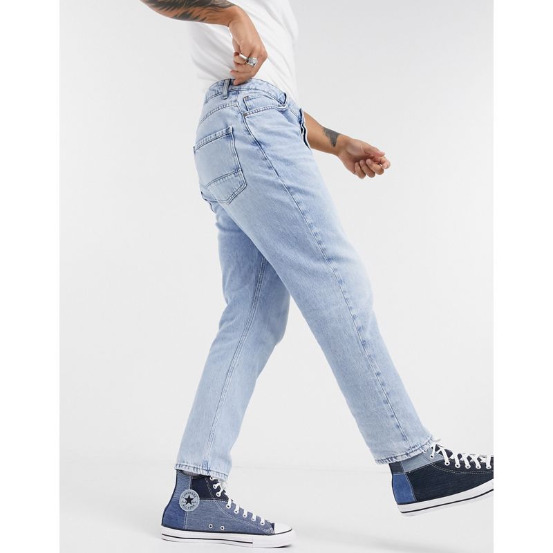 Jeans Uomo DESIGN - Jeans comodi affusolati lavaggio stone wash azzurro