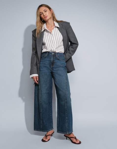ASOS DESIGN jeans con cucitura attorcigliata e vita regolabile lavaggio medio - view 1