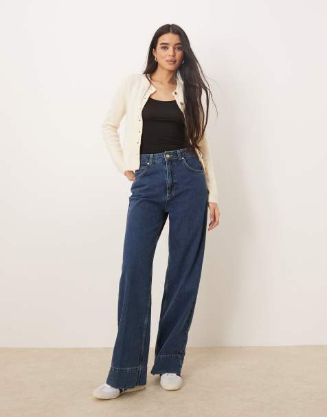 ASOS DESIGN - Jeans con fondo e orlo ampio blu medio in coordinato - view 1