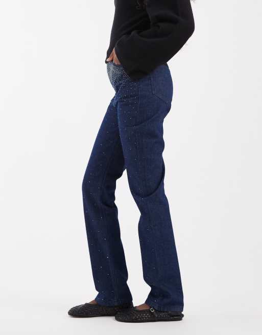 ASOS DESIGN jeans con vita decorata in lavaggio rinse, 3 di 5