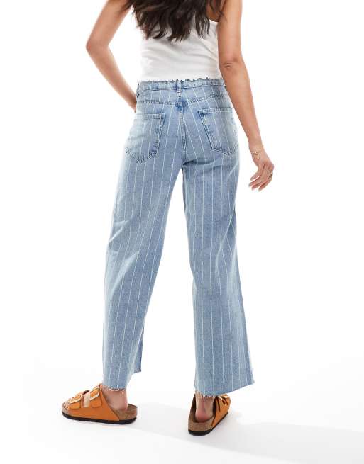 ASOS DESIGN Jeans corti a fondo ampio a righe ASOS