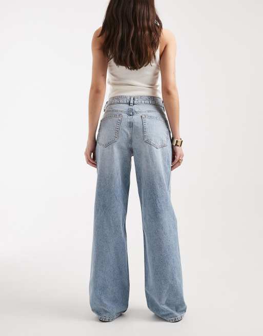 ASOS DESIGN - Jeans dad a fondo ampio lavaggio chiaro con strappi sulle ginocchia, 2 di 5