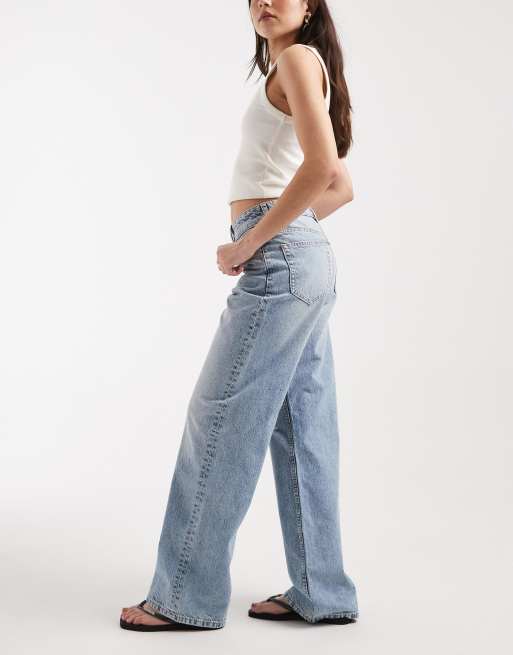 ASOS DESIGN - Jeans dad a fondo ampio lavaggio chiaro con strappi sulle ginocchia, 3 di 5