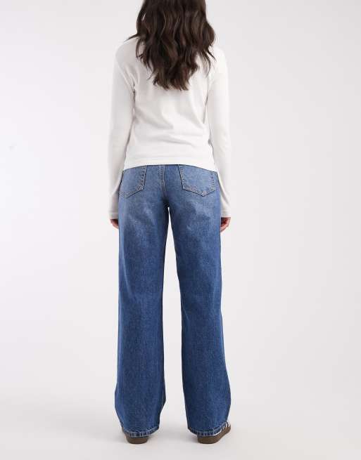 ASOS DESIGN - Jeans dad fit a fondo ampio blu medio - Circular Design Collection, 3 di 5