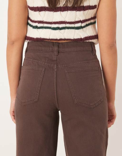 ASOS DESIGN - Jeans dad fit a fondo ampio color cioccolato, 5 di 5