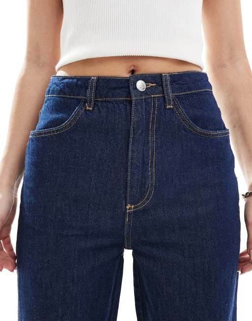 ASOS DESIGN - Jeans dad indaco rinse wash con fondo allacciato, 5 di 5