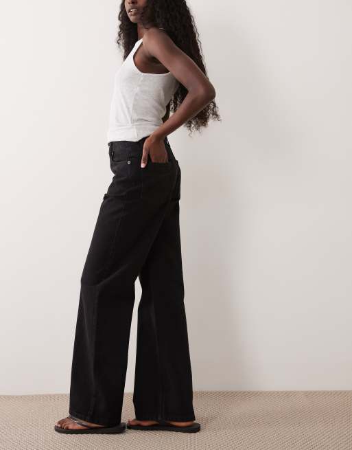 ASOS DESIGN jeans dritti a gamba larga neri, 2 di 5