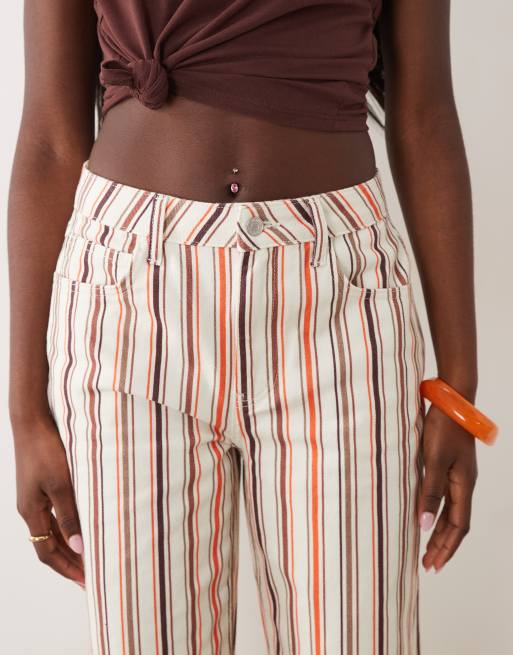 ASOS DESIGN - Jeans dritti a righe beige, 4 di 5