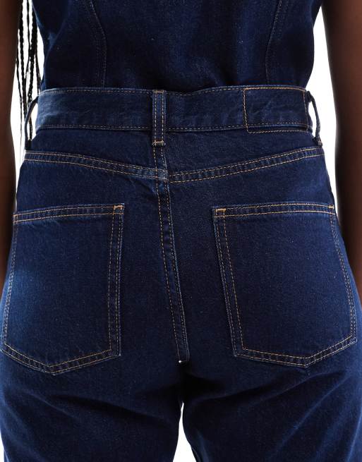 ASOS DESIGN - Jeans dritti a vita medio alta con lavaggio rinse wash e risvolto, 5 di 5