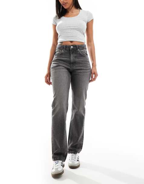 ASOS DESIGN - Jeans dritti a vita medio alta grigi - view 1