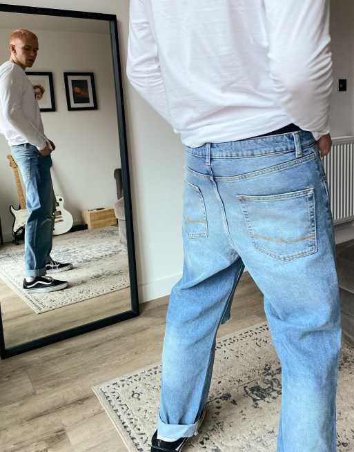 ASOS DESIGN - Jeans dritti ampi corti lavaggio vintage chiaro con strappi sulle ginocchia, 2 di 4