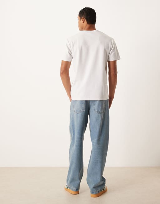 ASOS DESIGN - Jeans dritti ampi lavaggio medio effetto sporco, 2 di 5