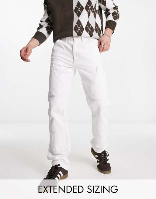 ASOS DESIGN - Jeans dritti bianchi con dettaglio carpenter