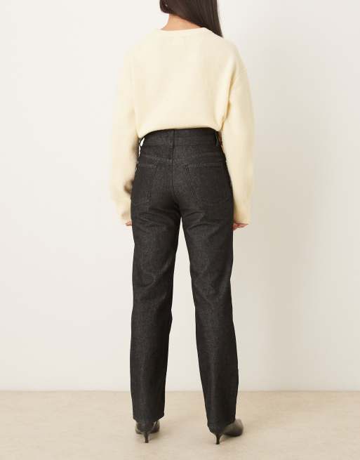 ASOS DESIGN - Jeans dritti blu indaco con fascia in vita doppia, 2 di 5