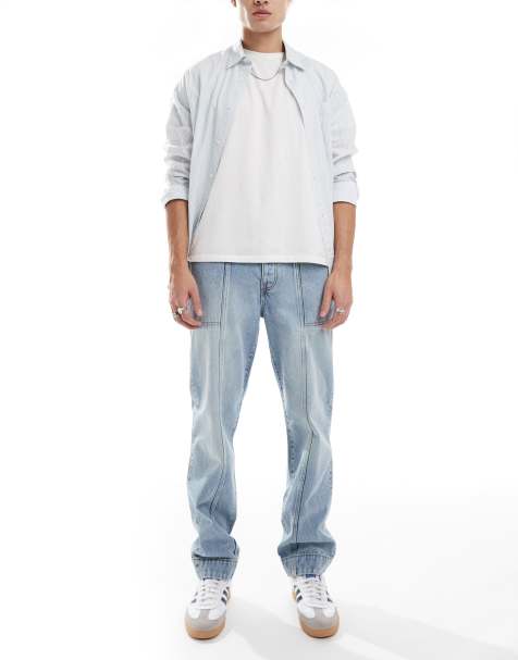 ASOS DESIGN - Jeans dritti blu lavaggio chiaro a pannelli - view 1
