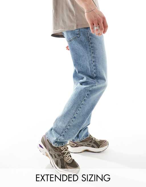 ASOS DESIGN - Jeans dritti blu lavaggio medio elasticizzati
