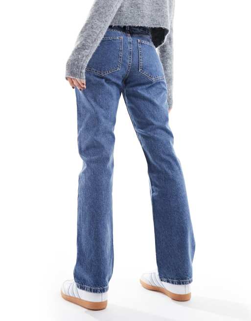 ASOS DESIGN - Jeans dritti blu medio a vita medio alta, 3 di 5