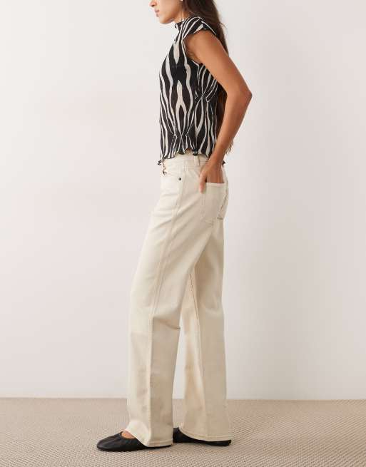 ASOS DESIGN jeans dritti comfort stretch in ecru, 3 di 5