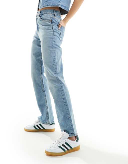 FhyzicsShops DESIGN - Twill jeans dritti confortevoli anni '90 blu medio