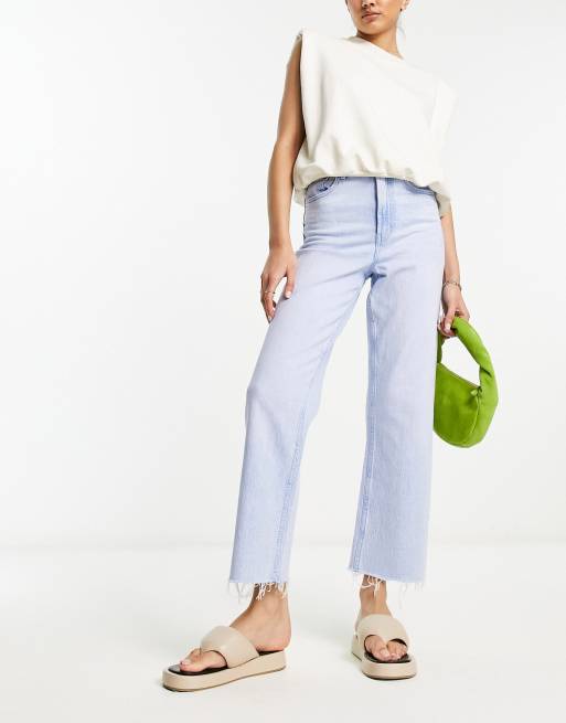 ASOS DESIGN - Jeans dritti dritti taglio corto azzurro Pretty