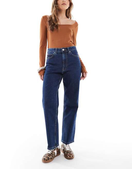 ASOS DESIGN - Jeans dritti elasticizzati corti comfort indaco