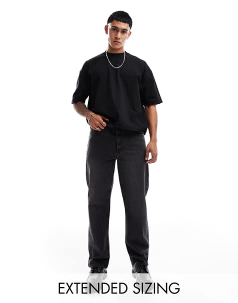 ASOS DESIGN - Jeans dritti elasticizzati nero slavato - view 1