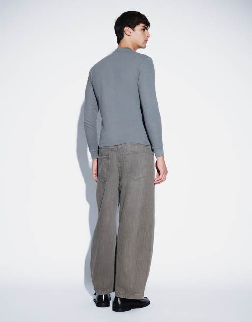 ASOS DESIGN jeans dritti grigi a spina di pesce, 4 di 5